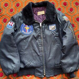 Men's Flight Jacket Coat Small/Medium Nylon Good Year Ford Mustang Hercules Tire